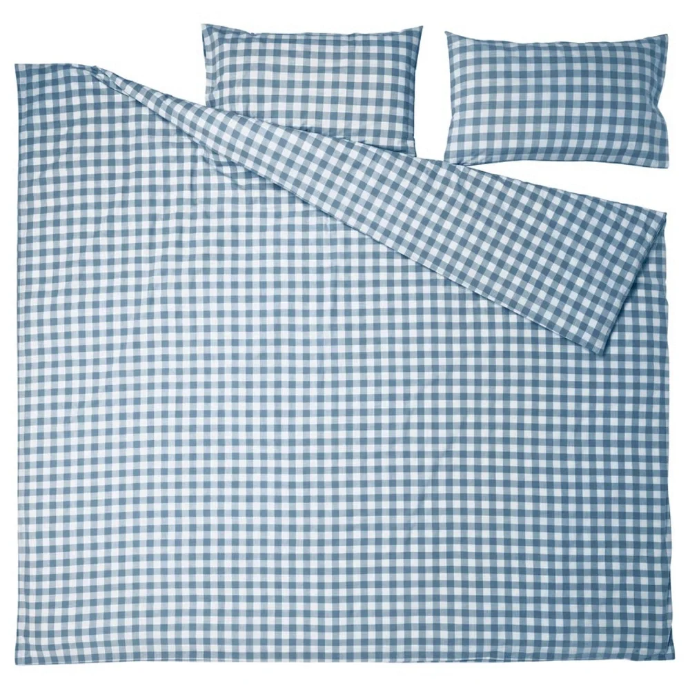 Blue Cotton Duvet Cover Set - Full/Queen Size